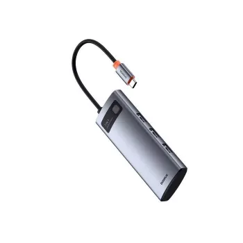 Baseus Metal Gleam 7-in-1 USB-C Hub HDMI 4K 60Hz 3x USB 3.0 USB-C PD SD microSD pilka