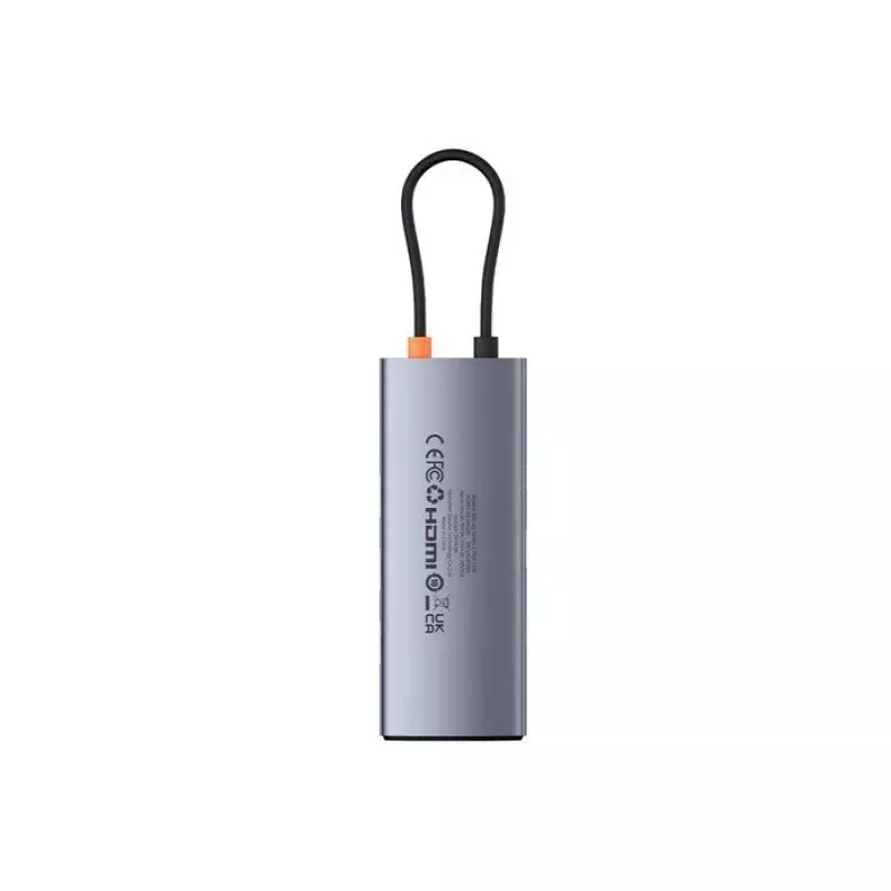 Baseus Metal Gleam 7-in-1 USB-C Hub HDMI 4K 60Hz 3x USB 3.0 USB-C PD SD microSD pilka
