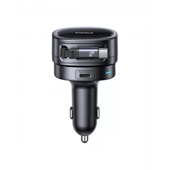 Baseus PrimeTrip VR1 60W automobilinis įkroviklis su įtraukiamu USB-C laidu – juodas