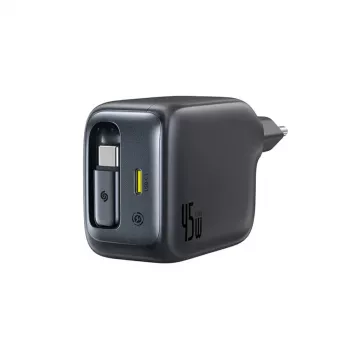 Baseus EnerCore CJ11 45W automobilinis įkroviklis su USB-C prievadu ir ištraukiamu USB-C laidu - Juoda