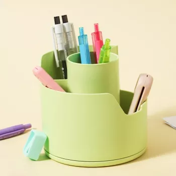 Deli LonGreen Pen Holder Lime Green 12x12x11cm