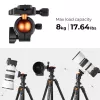K&F Concept K234A0 + BH-28L Fotoaparato Trikojis, Aliuminio Lydinys, 8kg Apkrova, 160cm Maksimalus Aukštis, Rutulinė Galvutė, Užveržiamos Kojos, Konvertavimas į Monopodą
