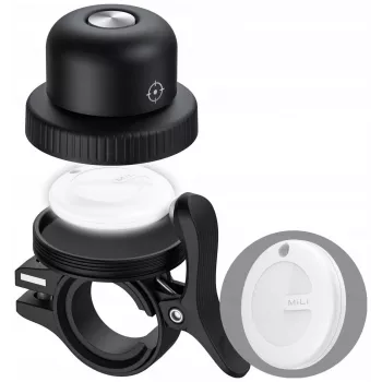 MiLi MiBell AND Smart Bicycle Bell with Anti-Theft Alarm and GPS Tracking, Black