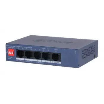 DAHUA CS4005-4GT-36 Valdomas L2 Gigabit Ethernet komutatorius su 4 prievadais PoE+ 36W, skirtas montuoti ant stalo arba sienos