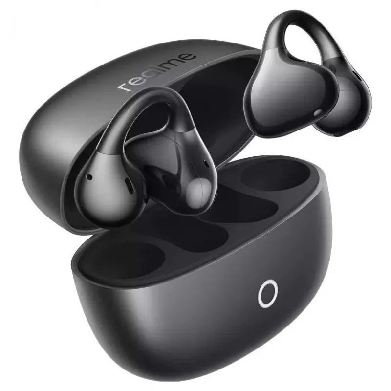 realme Buds Clip Czarne juodi laidiniai ausinukai su 3,5 mm lizdu ir mikrofonu
