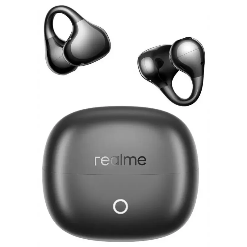 realme Buds Clip Czarne juodi laidiniai ausinukai su 3,5 mm lizdu ir mikrofonu