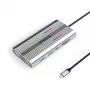 ORICO XDR 12-in-1 USB-C Docking Station su RGB, 2x HDMI 4K 60Hz, DisplayPort 4K 60Hz, RJ45 Gigabit, PD 100W, SD/microSD kortelių skaitytuvas - sidabrinis