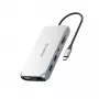ORICO XCR 12-in-1 USB-C Docking Station, 3x USB-A 3.1, 1x USB-A 2.0, 1x USB-C PD 100W, 1x USB-C 3.1, 1x HDMI 1.4 4K 30Hz, 1x VGA 1080p, SD/microSD 3.0, RJ45 Gigabit, 3.5mm Audio, Silver