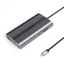 ORICO XDR 12-in-1 USB-C Docking Station su USB-A, USB-C PD 100W, HDMI 4K, VGA, RJ45 Gigabit, SD & MicroSD kortelių skaitytuvu - Pilka