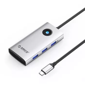 ORICO PW11 USB-C Docking Station 6-in-1, 3x USB-A 3.0, 1x USB-C PD 100W, 1x HDMI 4K 30Hz, 1x RJ45 2.5G Ethernet, Silver