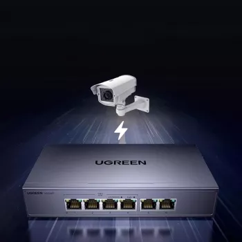 Ugreen 6-Port Gigabit Ethernet Switch with PoE+ - Grey