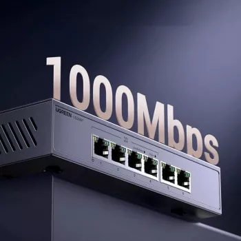 Ugreen 6-Port Gigabit Ethernet Switch with PoE+ - Grey