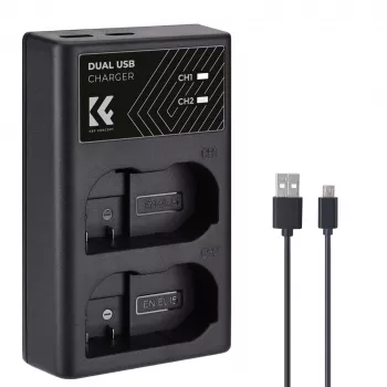 K&F Concept Dual USB įkroviklis Nikon EN-EL15 baterijoms