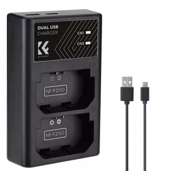 K&F Concept Dual USB Charger, skirta Sony NP-FZ100 akumuliatoriams - KF28.0010