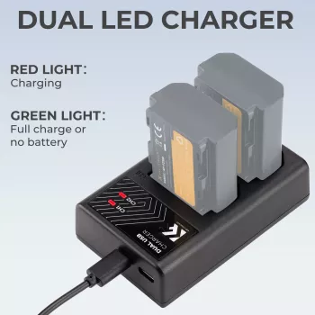 K&F Concept Dual USB Charger, skirta Sony NP-FZ100 akumuliatoriams - KF28.0010