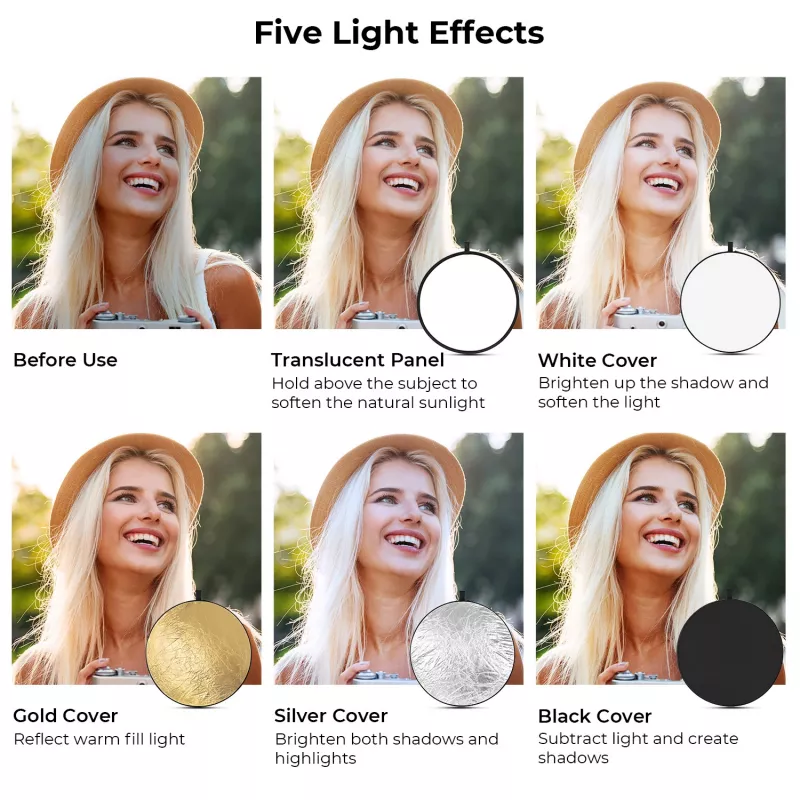 K&F Concept 5-in-1 Collapsible Round Reflector 80cm with Carrying Bag (KF18.0002)