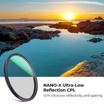 K&F Concept Nano-X itin mažo atspindžio apskritas poliarizacinis filtras 55mm