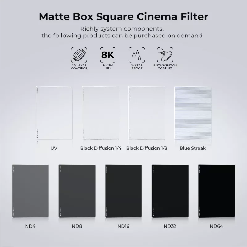 K&F Concept Black Diffusion 1/8 Filtras 4x5.65 inch matinėms dėžėms