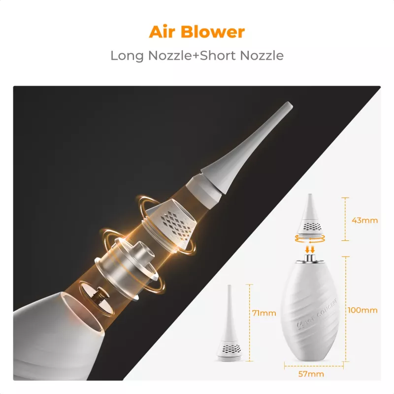 K&F Concept 2-in-1 Air Blower with Retractable Brush for Camera Lens Sensor Optics Cleaning - White (KF08.048)