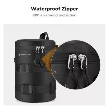 K&F Concept Waterproof Lens Pouch Case Small 12x8cm su oro pūstuvu – Juoda