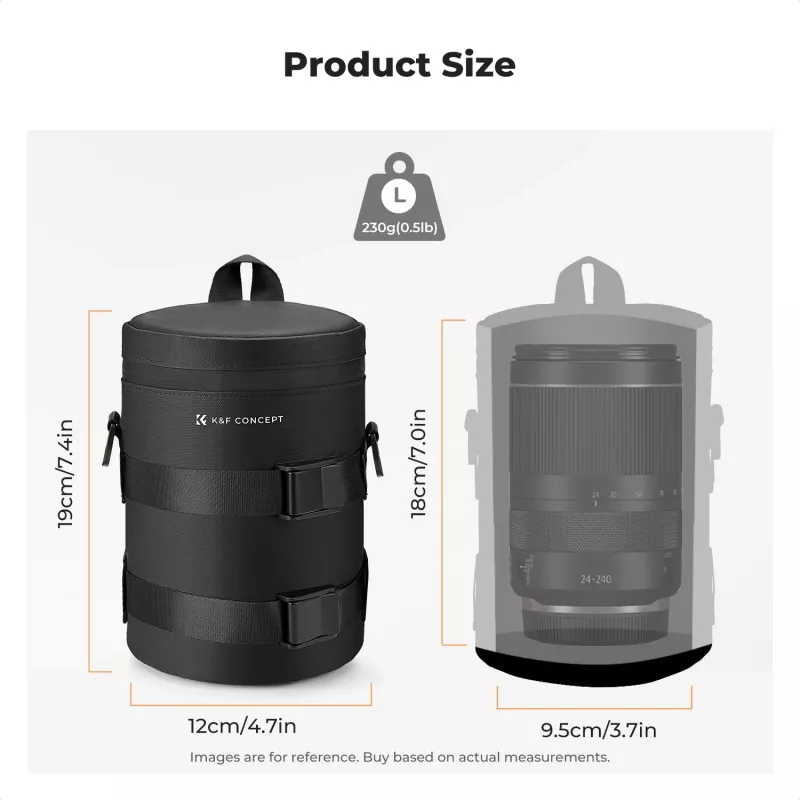 K&F Concept Waterproof Lens Pouch Case Small 12x8cm su oro pūstuvu – Juoda