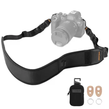 KF Neoprene Neck & Shoulder Strap for DSLR & Mirrorless Cameras (Canon, Nikon, Sony) - Black