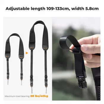 KF Neoprene Neck & Shoulder Strap for DSLR & Mirrorless Cameras (Canon, Nikon, Sony) - Black