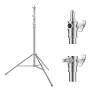 K&F Concept KF34.044 280cm Aliuminio lydinio šviesos stovas su 1/4 inch-20 ir 3/8 inch-16 reversiniu sriegiu, 5kg keliamoji galia, 3 sekcijų, fiksavimo spaustukais, spyruokline amortizacija, juodas