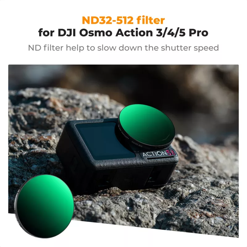 KF Concept Nano-X kintamas ND filtras ND32-512 pilkas, skirtas DJI Osmo Action 3/4/5 Pro
