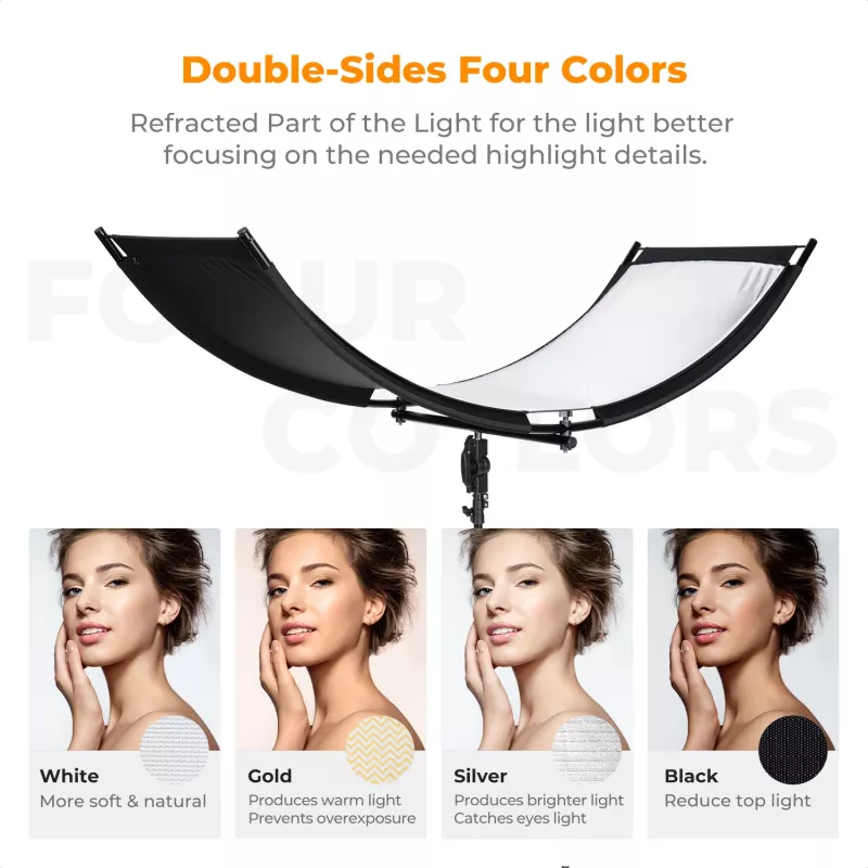K&F Concept U-Shape 4-in-1 Curved Reflector 180x60cm su šviesos stovu ir nešimo krepšiu