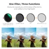 K&F Concept 67mm 3-in-1 Hybrid Filter Fader ND2-32 + CPL + Black Diffusion 1/4