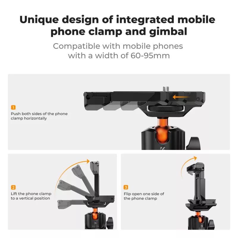 KF 3D Ball Head Magnetic Base Mount for GoPro Smartphone Camera with 1/4 inch Thread KF31.156 Black