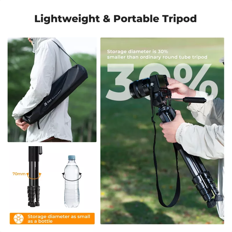 K&F Concept Compact Camera Tripod for DSLR and Phone Black