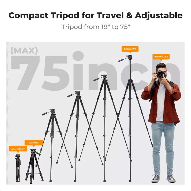K&F Concept Compact Camera Tripod for DSLR and Phone Black