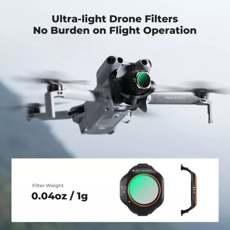 K&F Concept Cirkuliarinis poliarizacinis CPL filtras, skirtas DJI Mini 5 Pro dronui (KF02.0002)