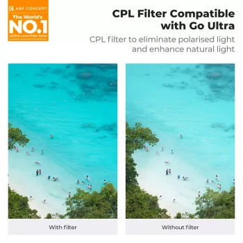 K&F Concept Nano-X 8K Ultra HD Circular Polarizer (CPL) filtras su dėklu, skirtas Insta360 GO Ultra, KF12.0011