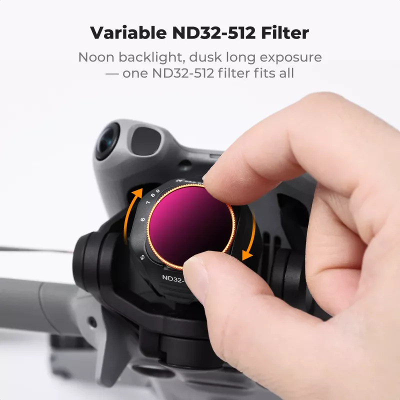K&F kintamo tankio ND filtras ND32-ND512, skirtas DJI Mini 5 Pro dronui, AGC stiklas, KF02.0004