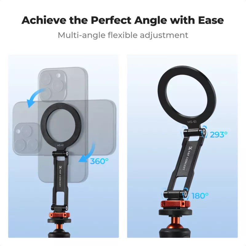 KF Magnetic MagSafe Phone Mount su 1/4 colio sriegiu ir Cold Shoe – juodas (KF31.196)