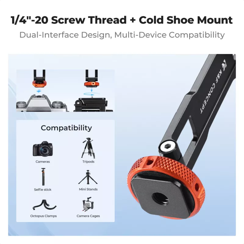 KF Magnetic MagSafe Phone Mount su 1/4 colio sriegiu ir Cold Shoe – juodas (KF31.196)