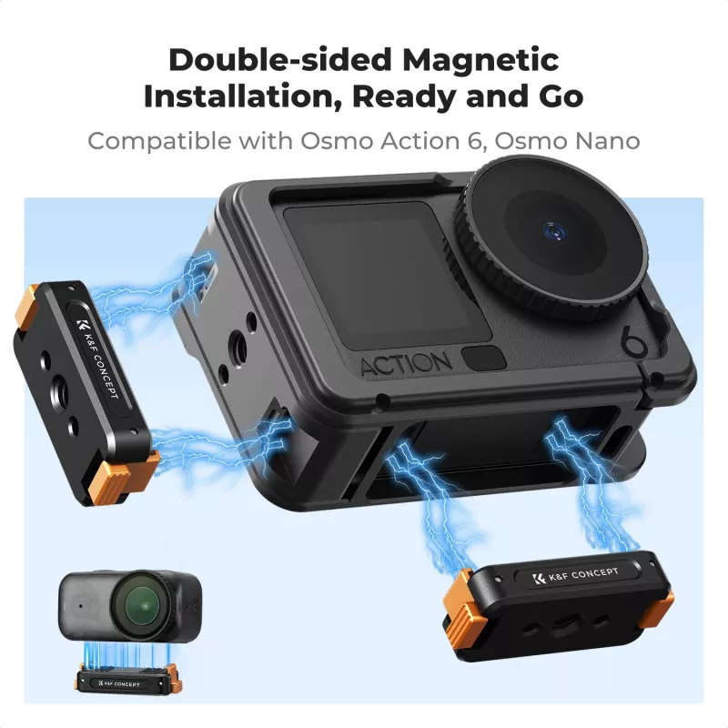 Magnetinis greito atsegimo laikiklis su 1/4 colio sriegiu, skirtas DJI Osmo Action 6 / Nano / Kf12.0028