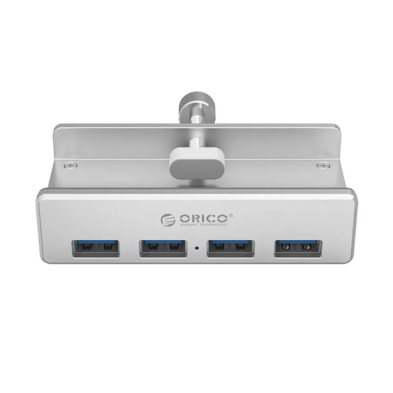 ORICO MH4PU Clamp-on USB Hub 4x USB-A 3.0 - sidabrinis