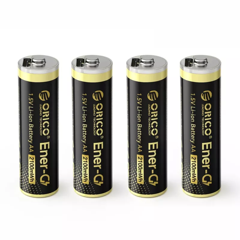 ORICO Ener-G EG5C 1.5V 2100mWh Įkraunamos AA LiPo Baterijos su USB-C Įkrovimo Kabeliu, 4 vnt.