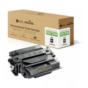 G&G Reborn Perdirbtas Tonerio Kasetė, Suderinama su HP 55X / Canon 724H, Juoda, 12 500 Puslapių