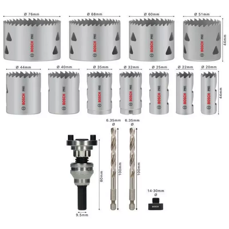 Bosch PRO Multi Material Q-Lock Hole Saw Set 15-Piece 2608901549