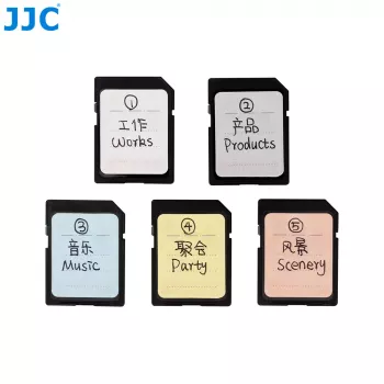 JJC 120x atminties kortelių etiketės lipdukai SD, MicroSD, CF, XQD