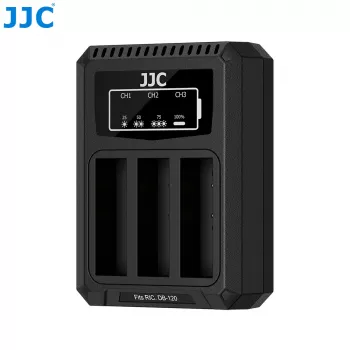 JJC trigubo USB akumuliatoriaus įkroviklis, skirtas Ricoh DB-120 (3 lizdai) - DCH-DB120TC