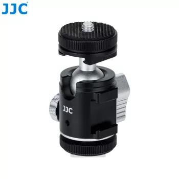 JJC BH-SM1 3D Mini Ball Head Aliuminio lydinys su 3 Cold Shoe laikikliais, 1/4 inch sraigtu, juodas