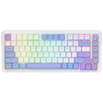 Redragon Ucal Max K673WBP-RGB-MAX Tri-Mode mechaninė klaviatūra 75% 82 klavišai Hot-Swappable Gasket Mount PBT klavišai RGB White/Black/Purple