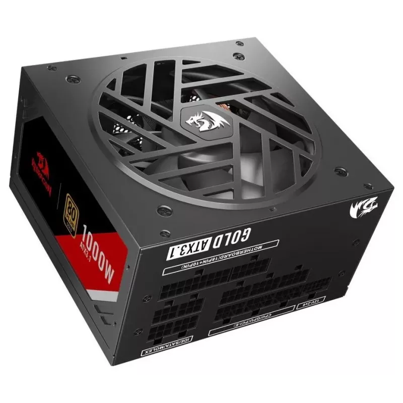 Redragon Master GC-MS03 1000W maitinimo blokas, 80 PLUS Standard, ATX, nemodulinis, 120mm ventiliatorius, juodas