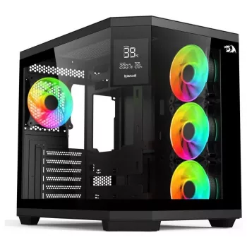 Redragon Vision ARGB GC-625-PPRO Mid-Tower Gaming Case, Black, Tempered Glass, 4x120mm ARGB Fans